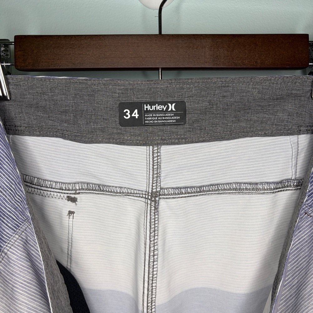 Hurley Men’s Blue and Gray Gradient Stripe Board Shorts - Picture 3 of 10